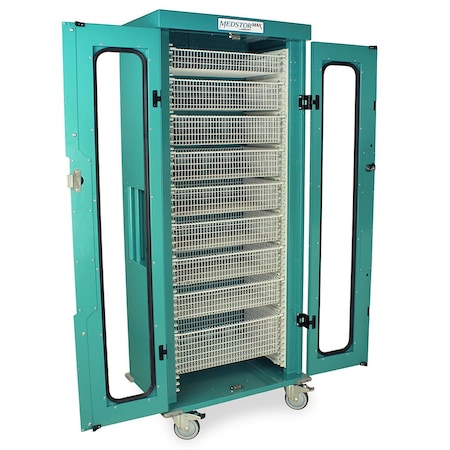 Harloff Slimline Single Column Medical Storage Cart, Glass Door, Key Lock MSPM80-00GK